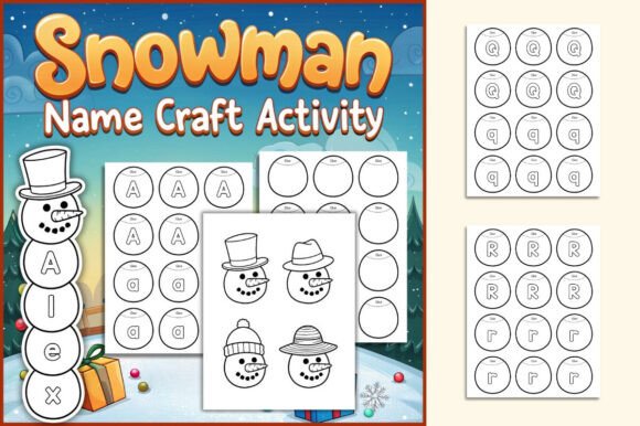 Download Snowman Name Craft Activity for Kids - Name craft Collection