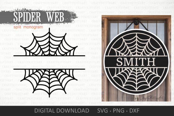 Download Spider Web Split Monogram Door Sign SVG - Door sign Collection