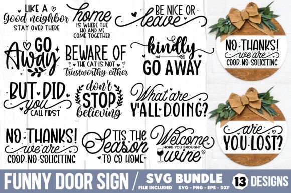 Download Funny Door Sign SVG Bundle - Door sign Collection