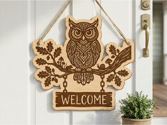 Download Owl Welcome Door Sign SVG - Door sign Collection