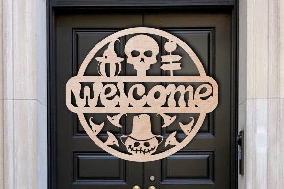 Download Laser Cut Halloween Welcome Gate Sign - Gate sign Collection
