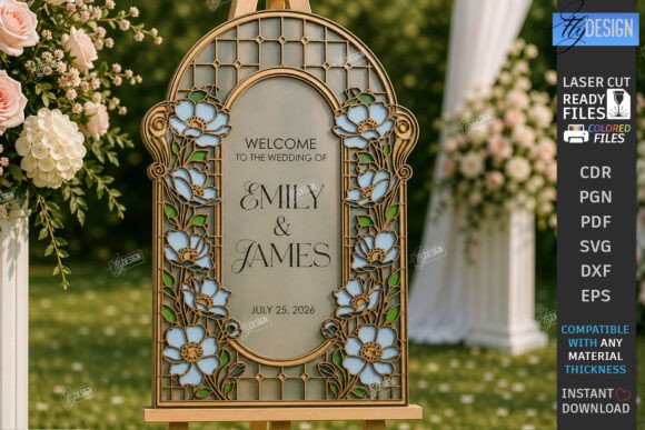 Download Stained Glass Wedding Welcome Sign Laser - Premium Resources