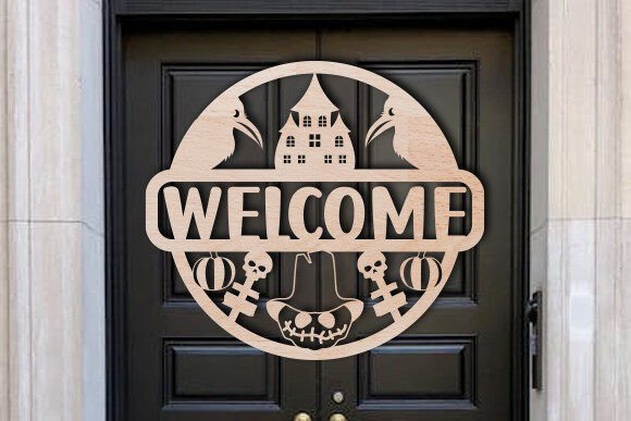 Download Laser Cut Halloween Welcome Gate Sign - Gate sign Collection