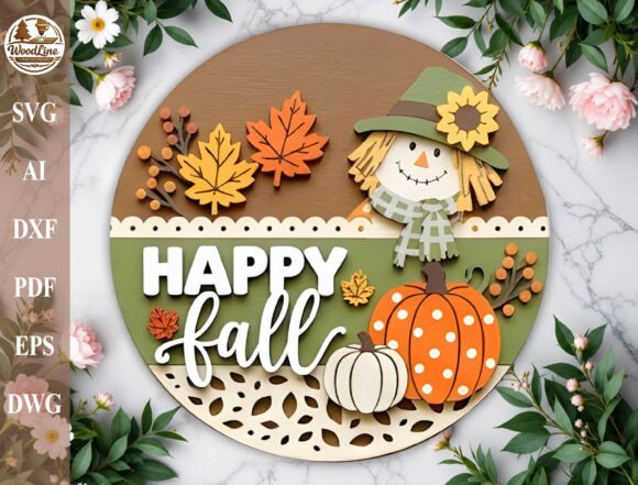 Download Happy Fall Door Sign Laser Cut File SVG - Door sign Collection