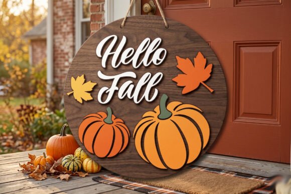 Download Hello Fall Pumpkin Door Sign SVG - Door sign Collection
