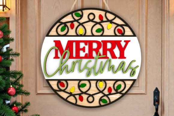 Download Merry Christmas Door Sign Laser Cut SVG - Door sign Collection