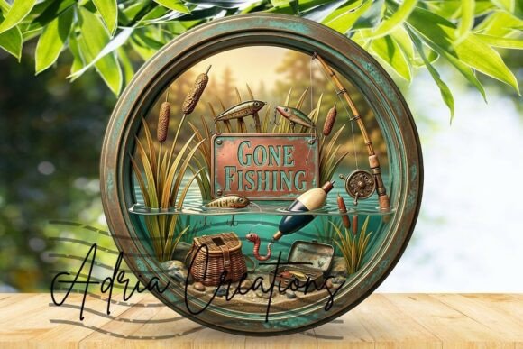 Download Gone Fishing Round Door Sign, Wreath Png - Door sign Collection