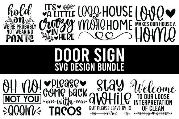 Download Door Sign SVG Design Bundle - Door sign Collection
