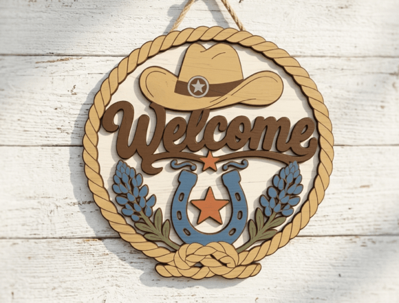 Download Western Welcome Horseshoe Door Sign File - Door sign Collection