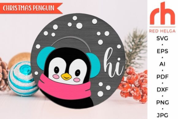 Download Penguin Hi SVG, Xmas Door Sign Cut File - Door sign Collection