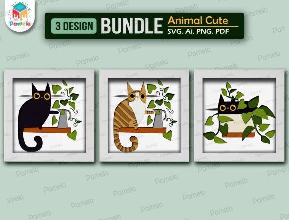 Download Cute Cat Shadow Box SVG Bundle - Premium Resources