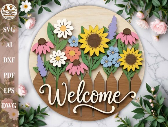 Download Wildflower Welcome Door Sign SVG - Door sign Collection