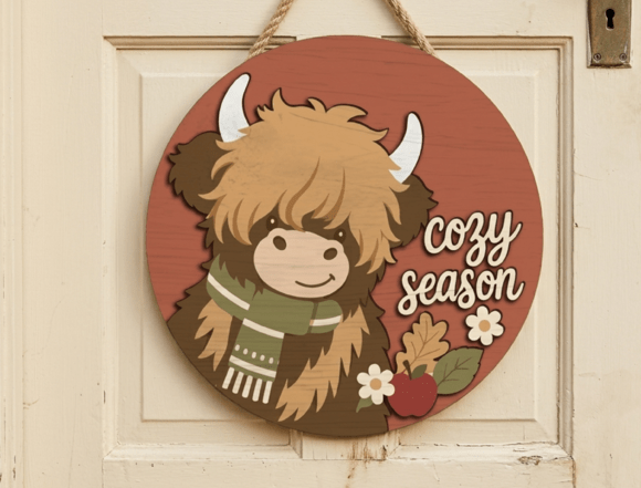 Download Cozy Season Highland Cow Door Sign File - Door sign Collection
