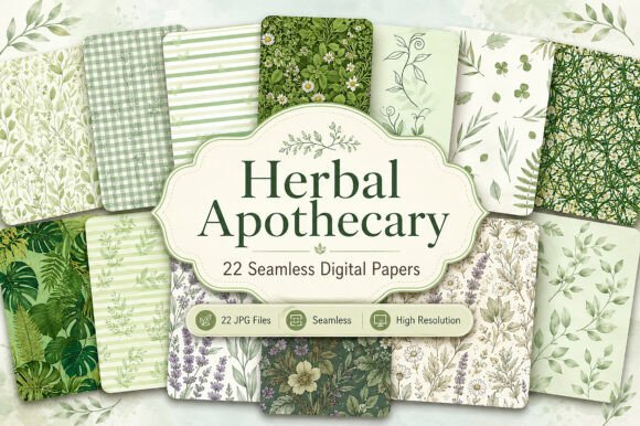 Download Herbal Apothecary Seamless Digital - Premium Resources