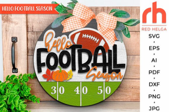 Download Hello Football Season, Fall Door Sign - Door sign Collection
