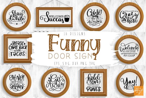 Download Funny Door Sign SVG Bundle Farmhouse SVG - Door sign Collection