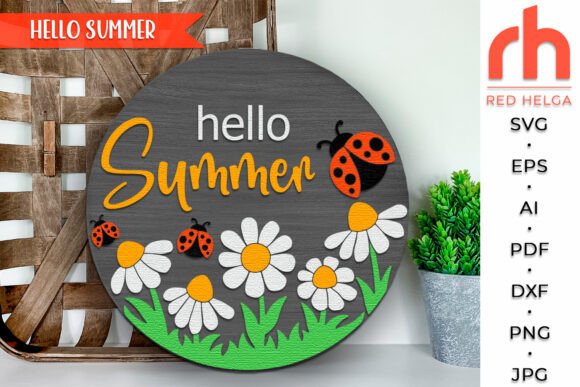 Download Hello Summer SVG, Layered Door Sign DXF - Door sign Collection