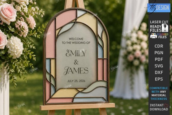 Download Stained Glass Wedding Welcome Sign Laser - Premium Resources