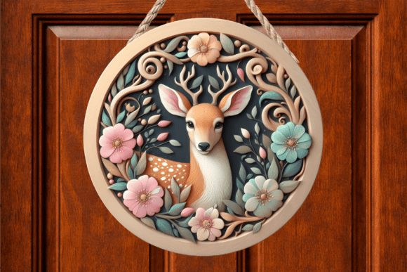 Download Floral Fawn Woodland Animal Door Sign - Door sign Collection