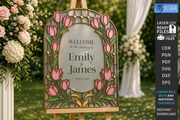 Download Stained Glass Wedding Welcome Sign Laser - Premium Resources