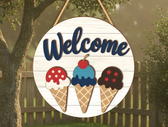 Download Summer Ice Cream Welcome Door Sign - Door sign Collection