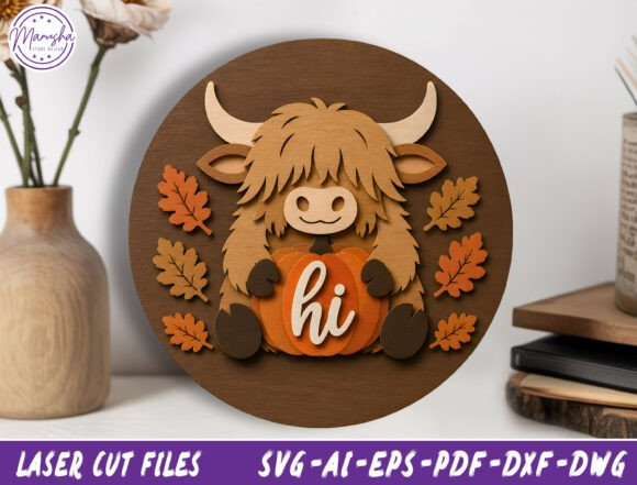 Download Highland Cow Pumpkin Door Sign SVG - Door sign Collection