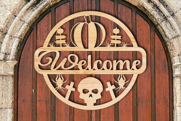 Download Laser Cut Halloween Welcome Gate Sign - Gate sign Collection